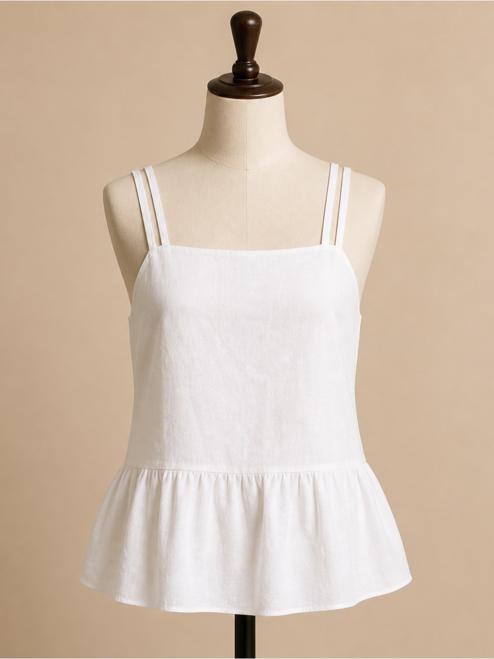 White Double-Strap Peplum Cami Top